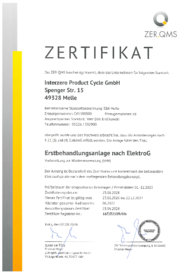 csm_Zertifikat_ZER-QMS_IZ_Product_Cycle_Melle_Erstbehandlungsanlage_ElektroG_Gueltig_bis_20271222_3035339022